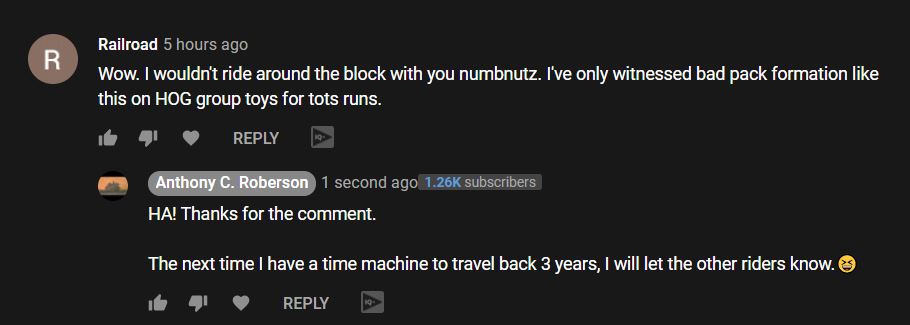 Comment on three year old video for ride to the museum.JPG